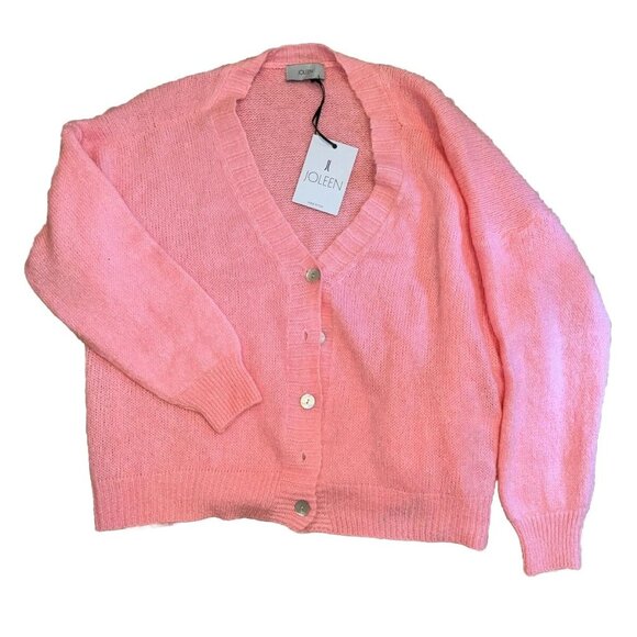 Joleen Women's Cardigan Sweater Sweater Long Sleeve Open Front Cardigan V-N Pink - Picture 1 of 5